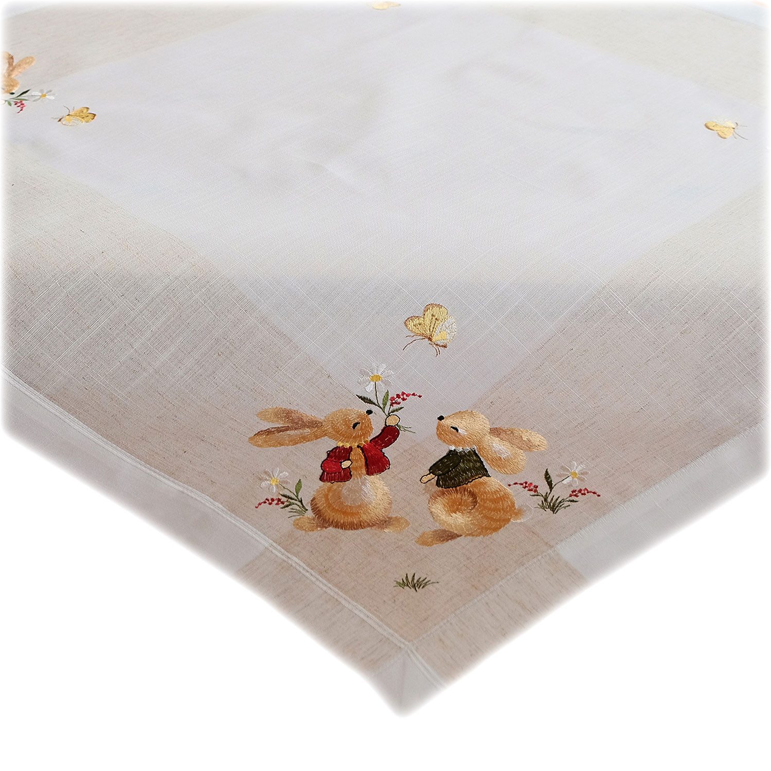 texpot Tischdecke Вузькі скатертини Stickerei Osterhasenpaar Leinenoptik Ostern (1-tlg)