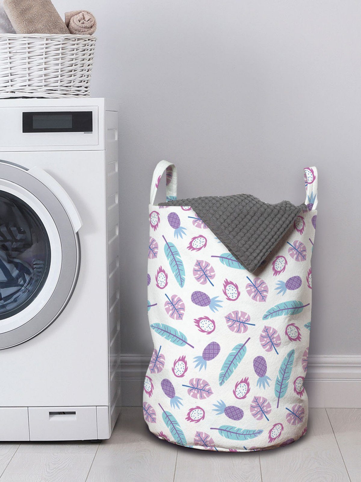 Abakuhaus Wäschesäckchen der Wiederholendes Waschsalons, Drachen für Wäschekorb Kordelzugverschluss mit Feder Griffen Muster