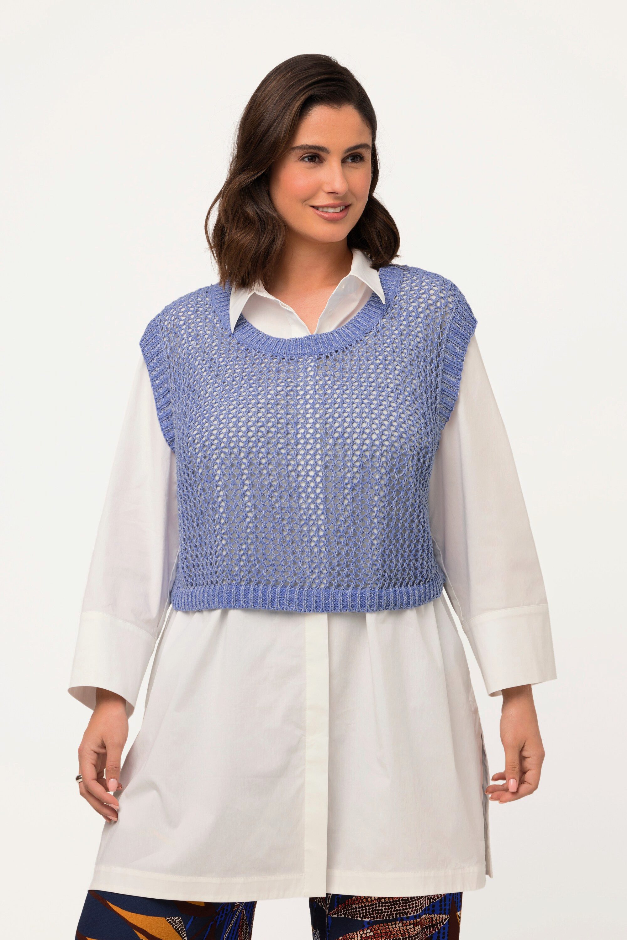 Ulla Popken Pullunder Strick-Top kurz Rundhals ärmellos