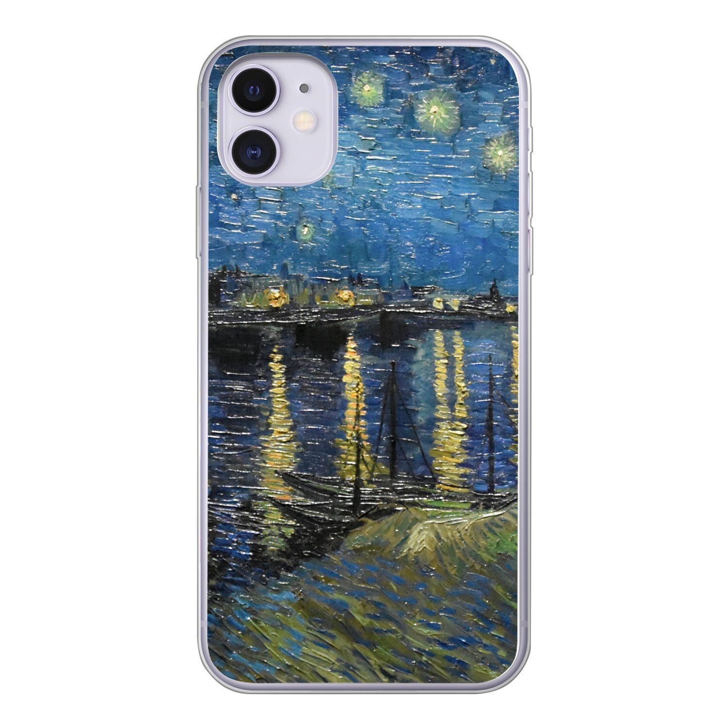 MuchoWow Handyhülle für Apple iPhone 11 Sternennacht über der Rhone - Van Gogh - Kunst, Smartphone-Bumper, Print, Handy Schutzhülle Dünn
