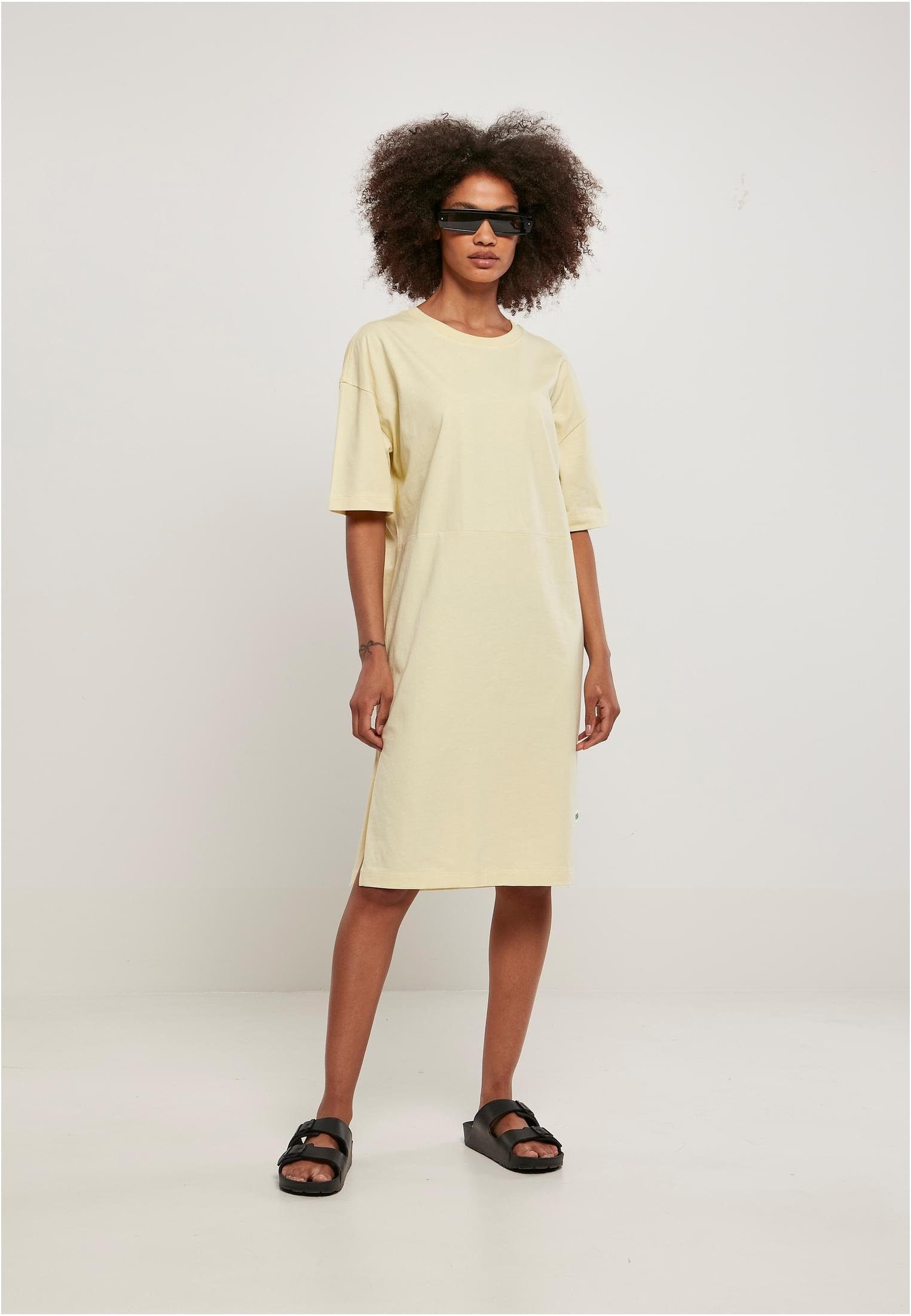 URBAN CLASSICS (1-tlg) Damen Slit Tee Oversized Ladies Jerseykleid Dress softyellow Organic