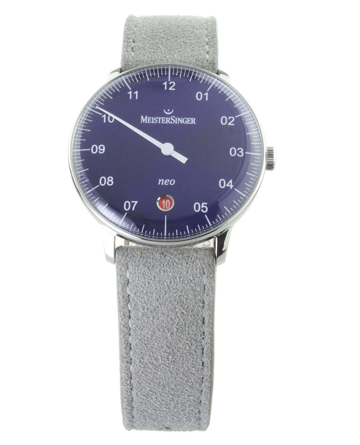 Meistersinger Schweizer Uhr Automatik Damen Uhr NE908N NEO SONNENSCHLIFF BLAU 36mm, Einzeiger Uhr