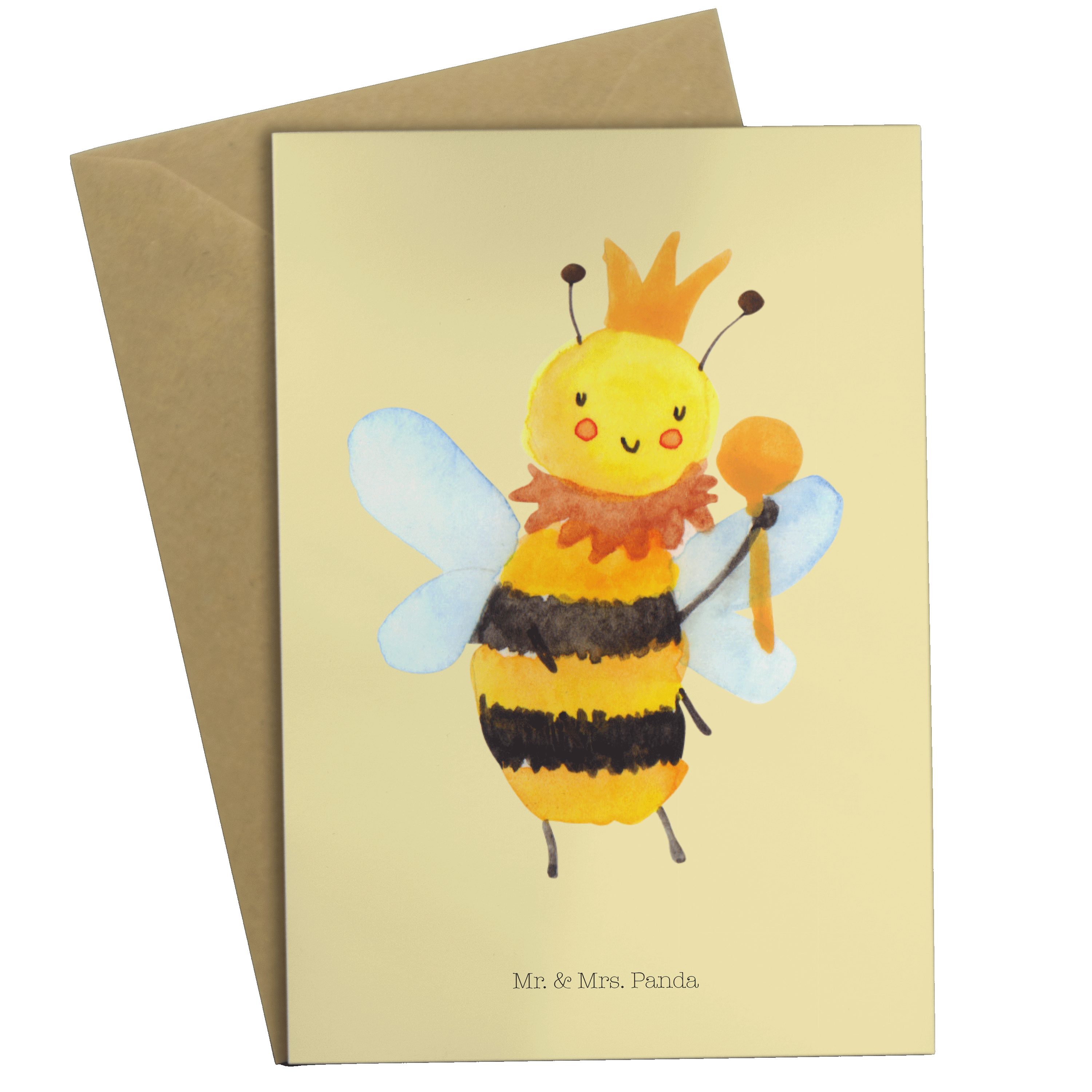 Mr. & Mrs. Panda Grußkarte Biene König - Gelb Pastell - Geschenk, Klappkarte, Hummel, Karte, Geb | Grußkarten