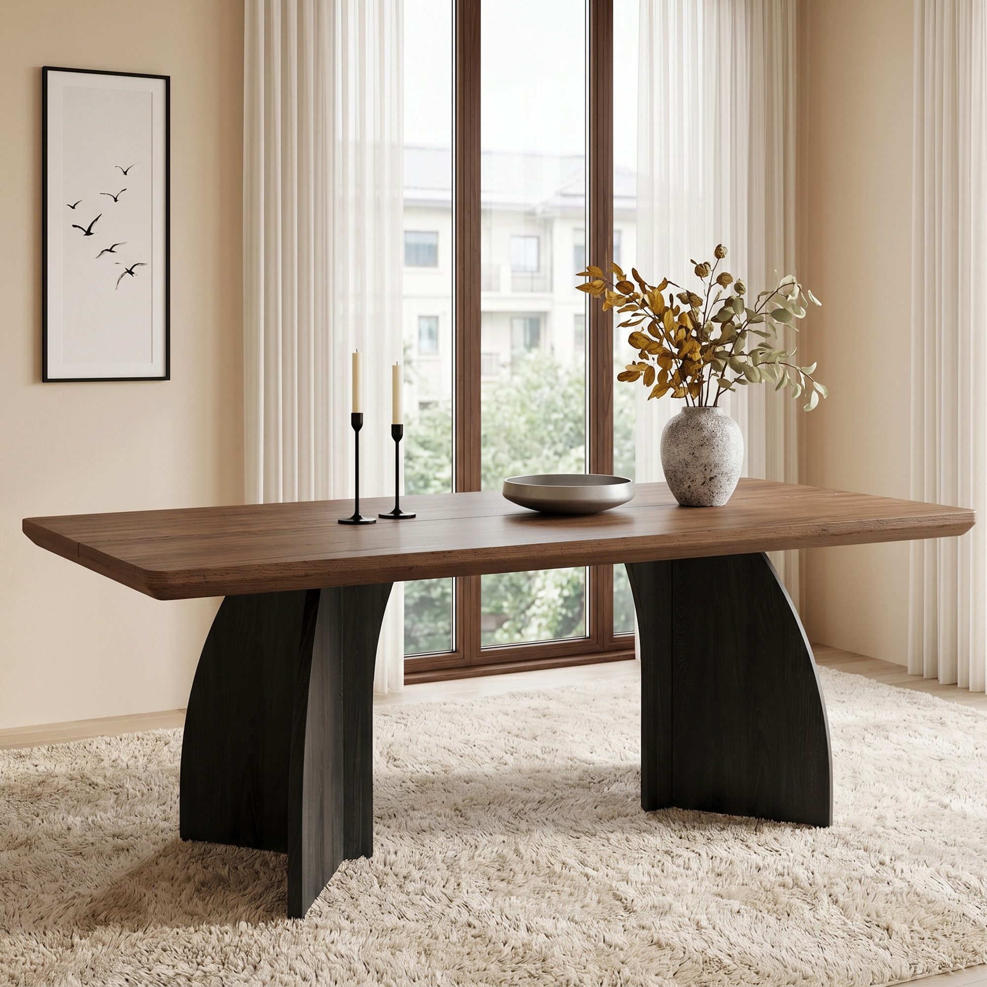 Flieks Esstisch 4 cm dicke Tischplatte in Holzoptik Walnussfarbe (160x80x76 cm, 1-St., 1 Tisch), rechteckiger Küchentisch Schreibtisch Bürotisch aus MDF