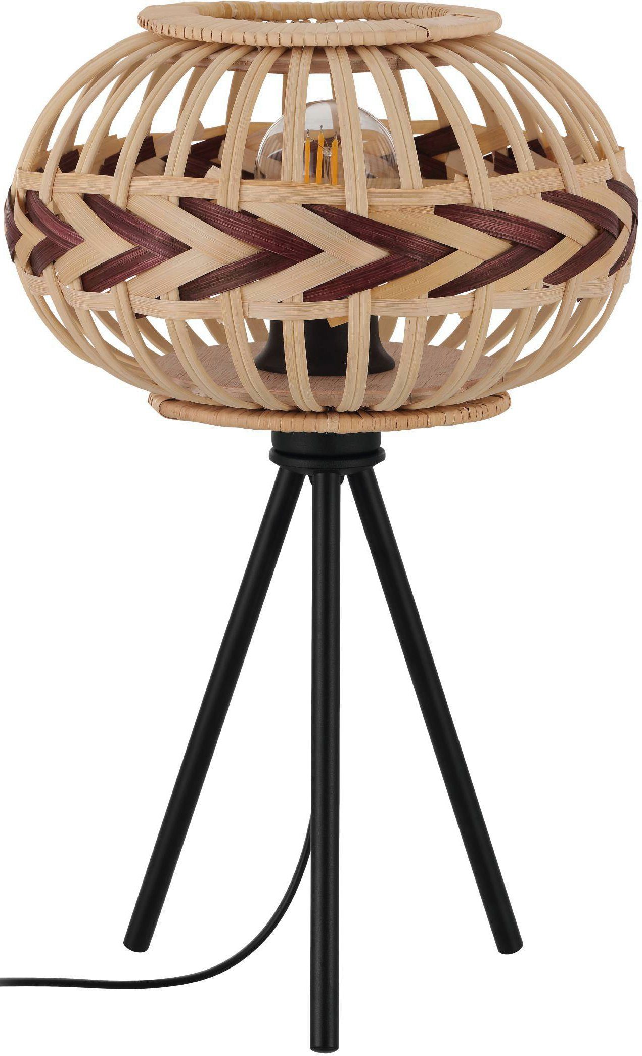 EGLO Tischleuchte Dondarrion, ohne Leuchtmittel, Holzkorb geflochten, Natur, Braun, Vintage, Hygge, Boho, 1-flammig. Reduzierter Preis € 32,55. Unverbindliche Preisempfehlung € 63,90