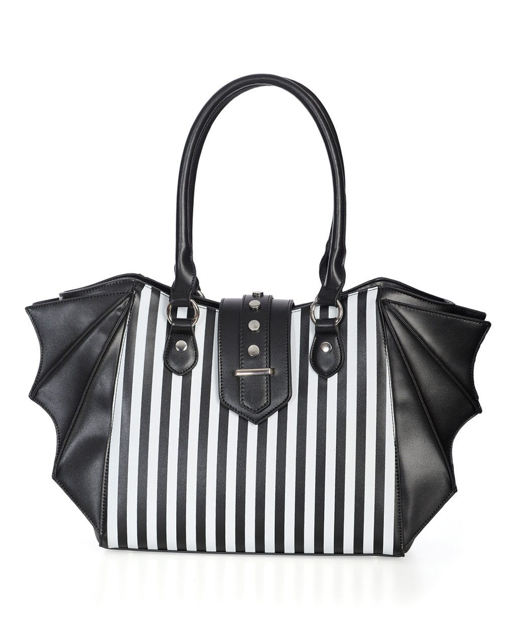Banned Schultertasche Annabelle Schwarz-Weiß, Gothic Gledermaus