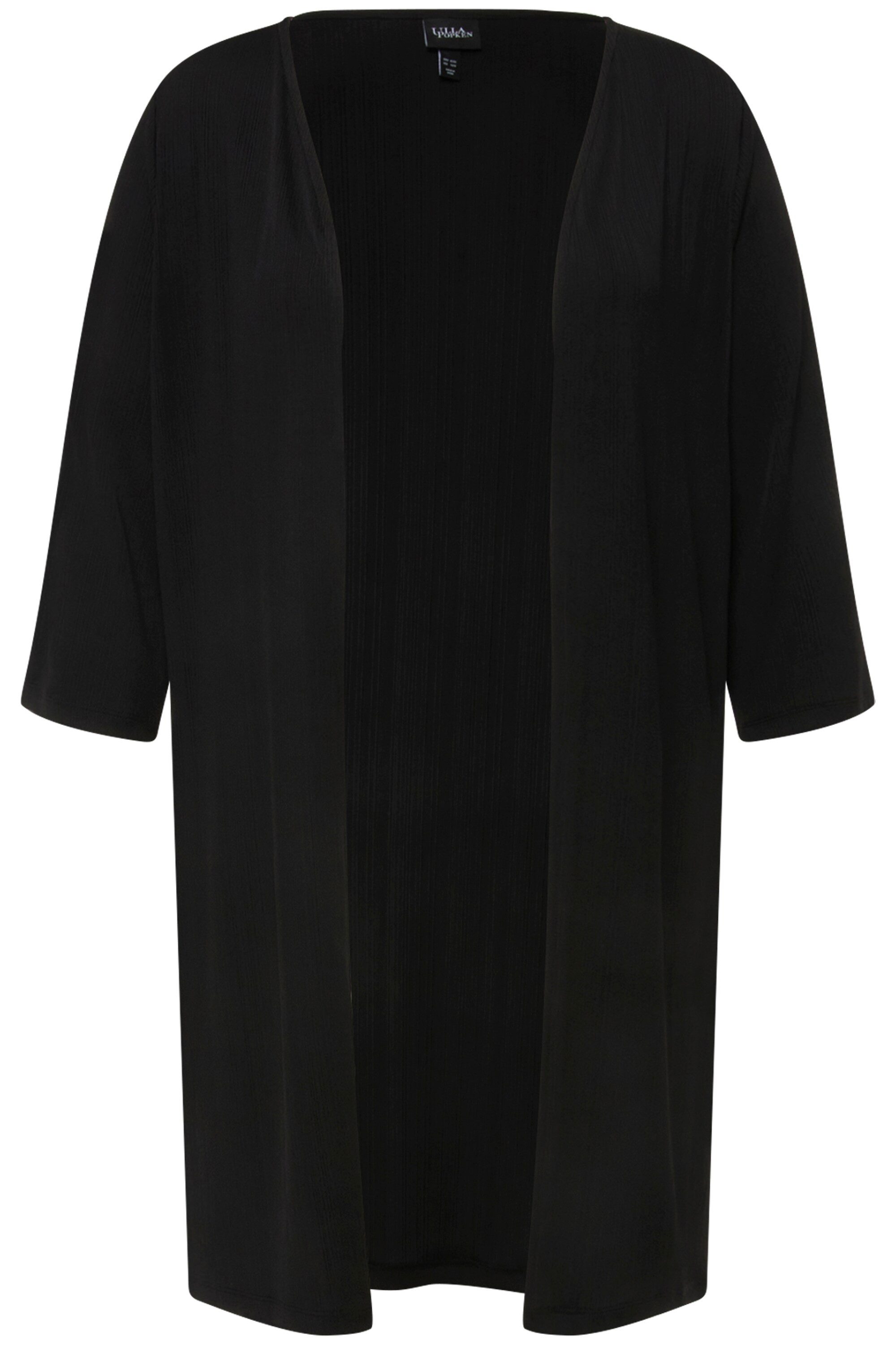 Ulla Popken Shirtjacke Longjacke Rippjersey offene Form V-Ausschnitt günstig online kaufen