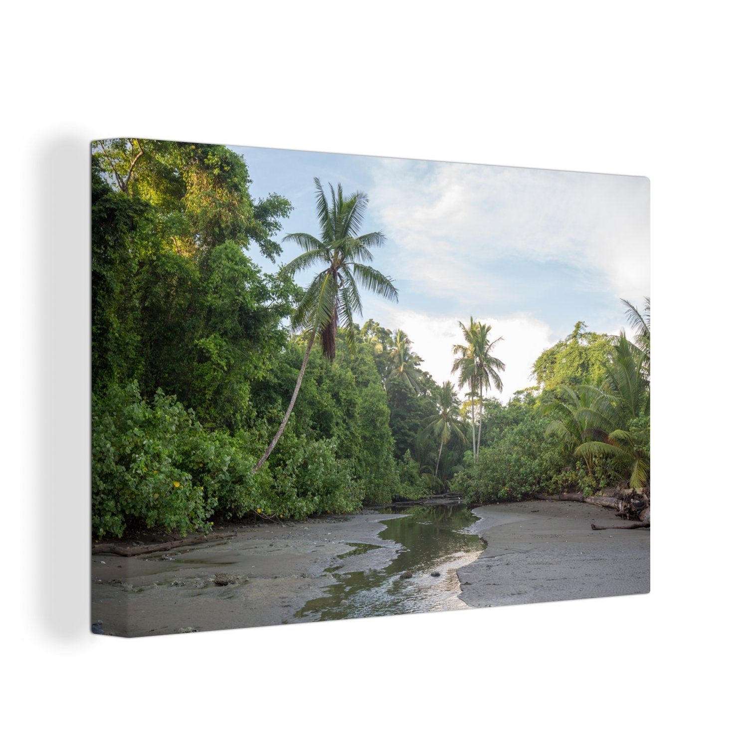 des den Aufhängefertig, Fluss Costa, Kleiner Leinwandbilder, 30x20 Leinwandbild Corcovado-Nationalparks Bäumen (1 cm OneMillionCanvasses® zwischen St), in Wanddeko, Wandbild