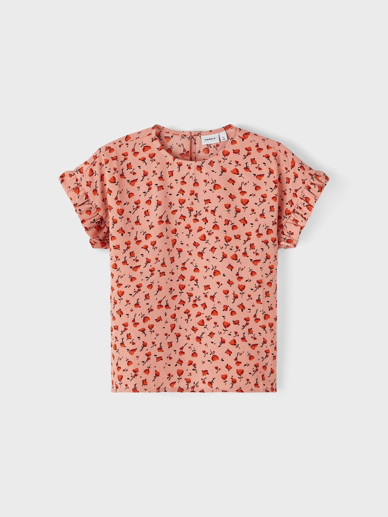Name It T-Shirt Puffärmel T-Shirt Top in Gittereroptik NKFHANAH 5724 in Rosa