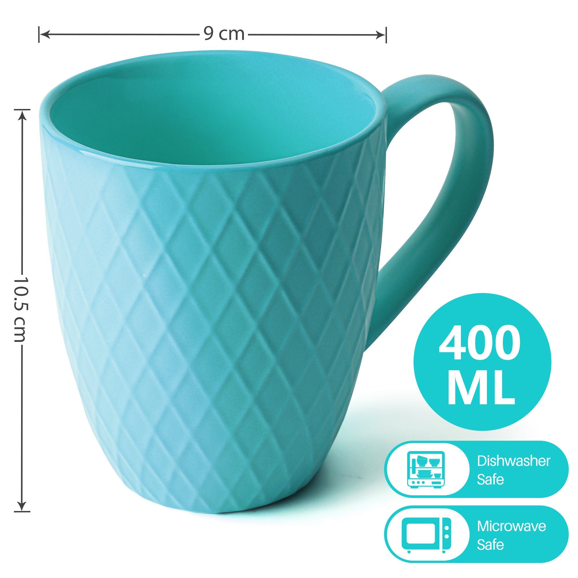 MiaMio Tasse 6 x 400 ml – Kaffeetassen Set / Becher– Moderne Keramik Matt, 6-tlg., Keramik – Bild 5 von 5