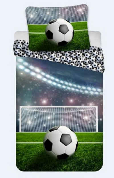 Kinderbettwäsche Bettwäsche Fußball Kissenbezug 80 x 80 cm und Bettbezug 135 x 200 cm, 100 % Baumwolle, BrandMac