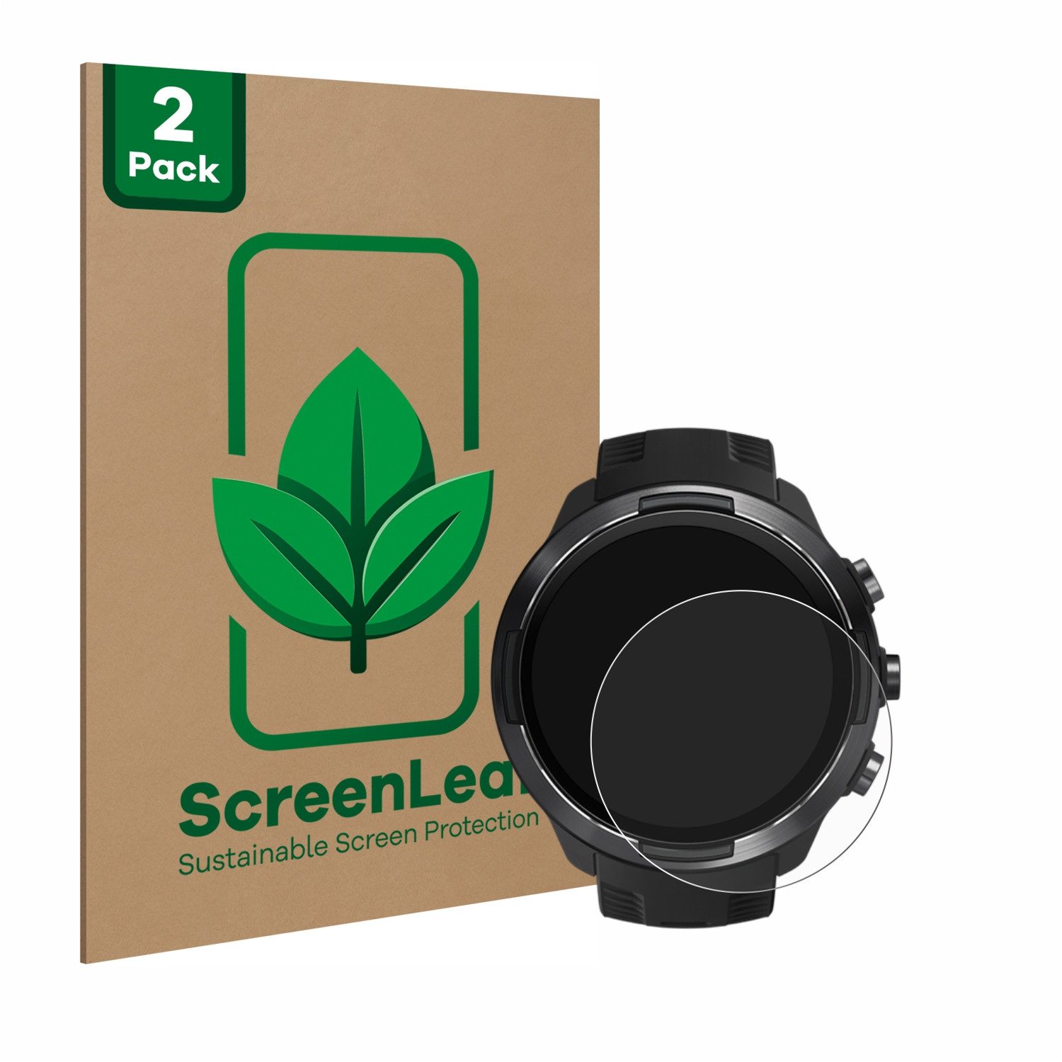 ScreenLeaf Displayschutzfolie Schutzfolie für Suunto 9, 2 Stück, nachhaltiger Displayschutz Schutz Folie Klar Transparent