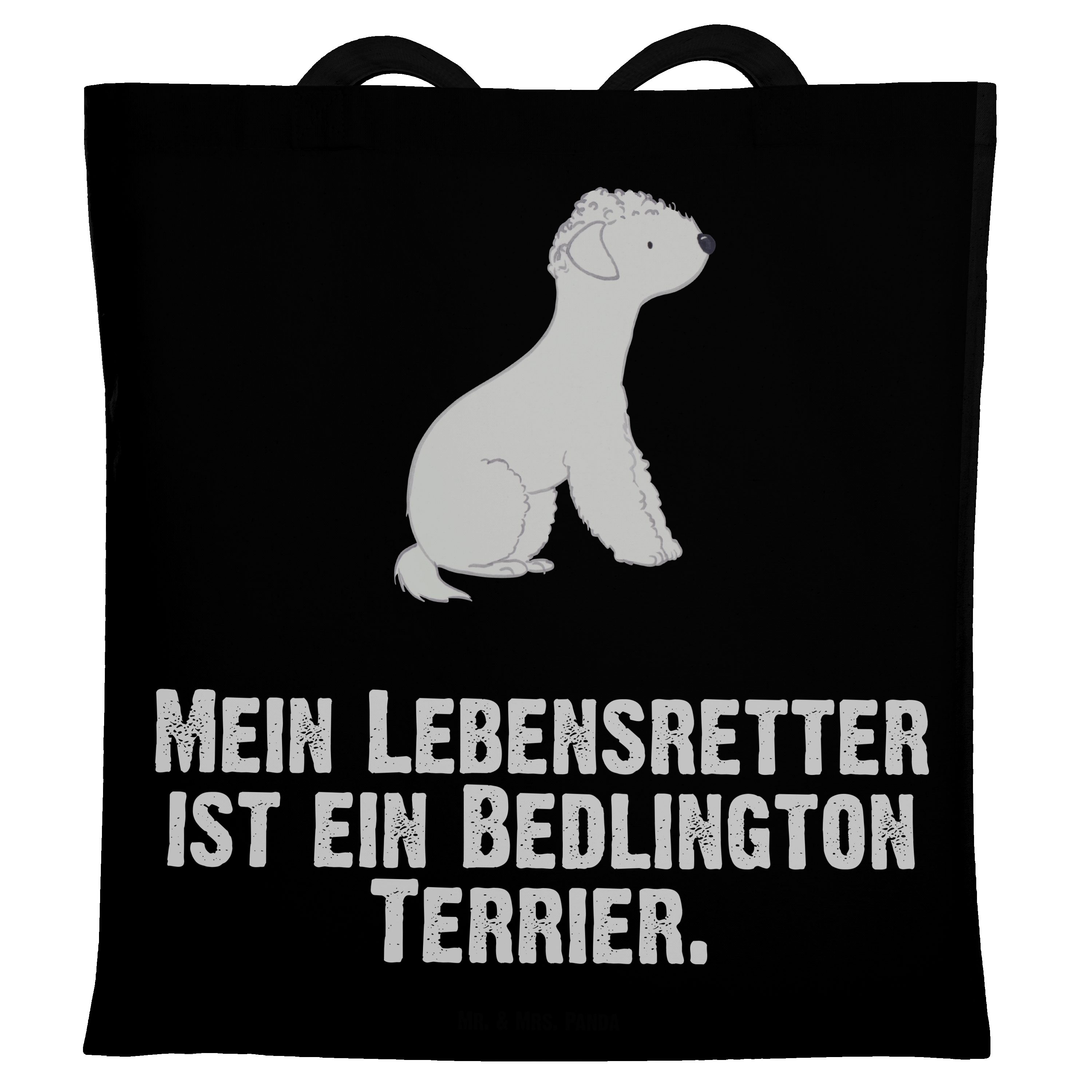& Schwarz Rassehund, Geschenk, Terrier Bedlington (1-tlg) Lebensretter Eink - Tragetasche Mr. Mrs. - Panda