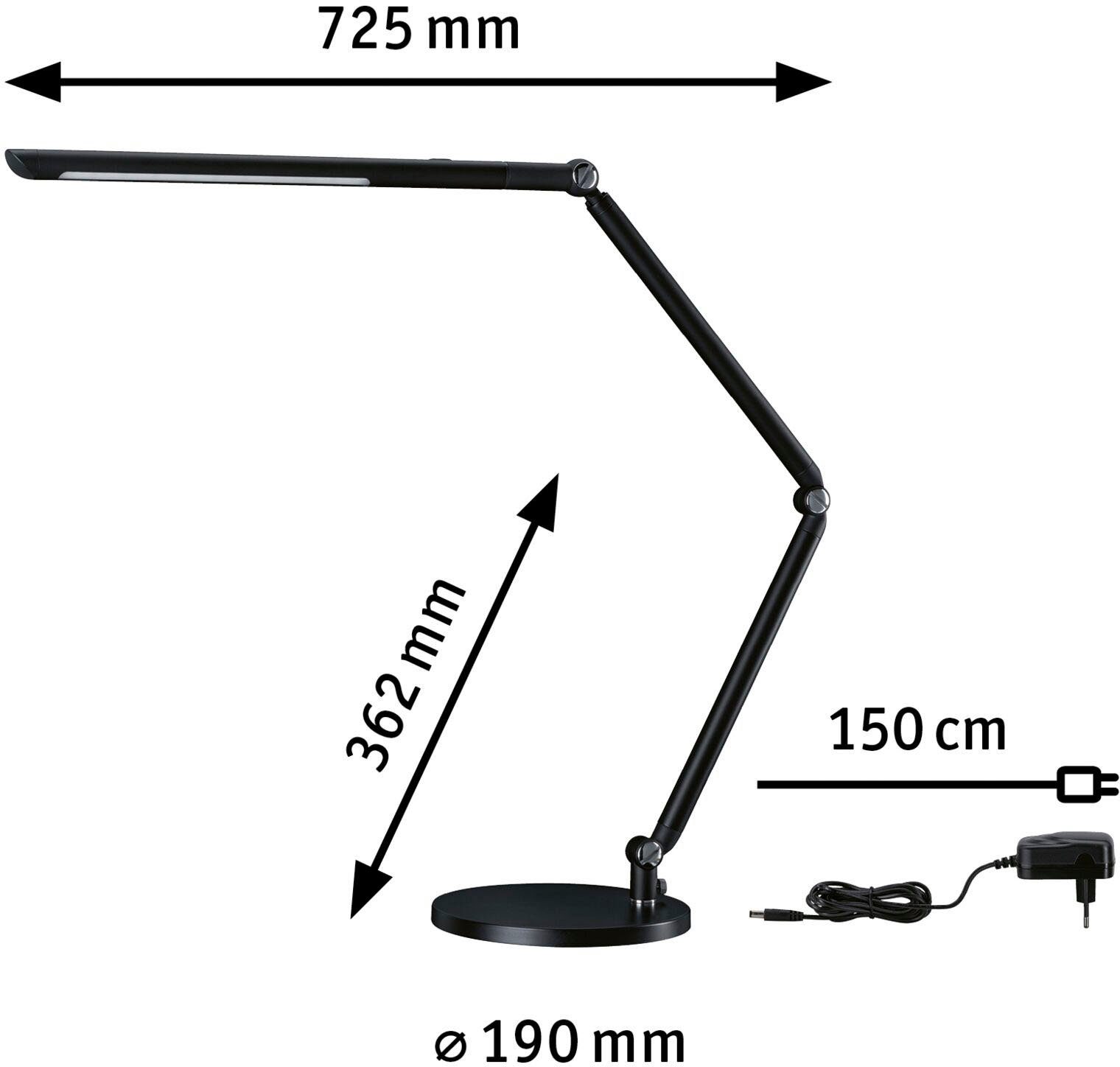 Paulmann Schreibtischlampe 3step, dim, m, sw dimmbar FlexBar, integriert, fest tunW 1,50 Kabell Tageslichtweiß, LED LED 10,6W,