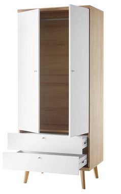 Furn.Design Kleiderschrank Helge (Schrank in Eiche Riviera mit weiß, 80 x 197 cm) skandinavisches Design
