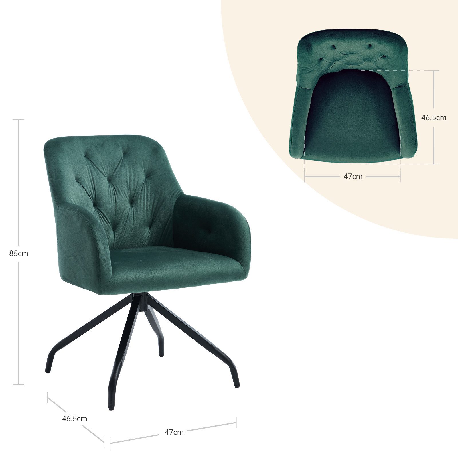 Happy Home Esszimmerstuhl 360° drehbarer Samt-Esszimmerstuhl, günstig online kaufen