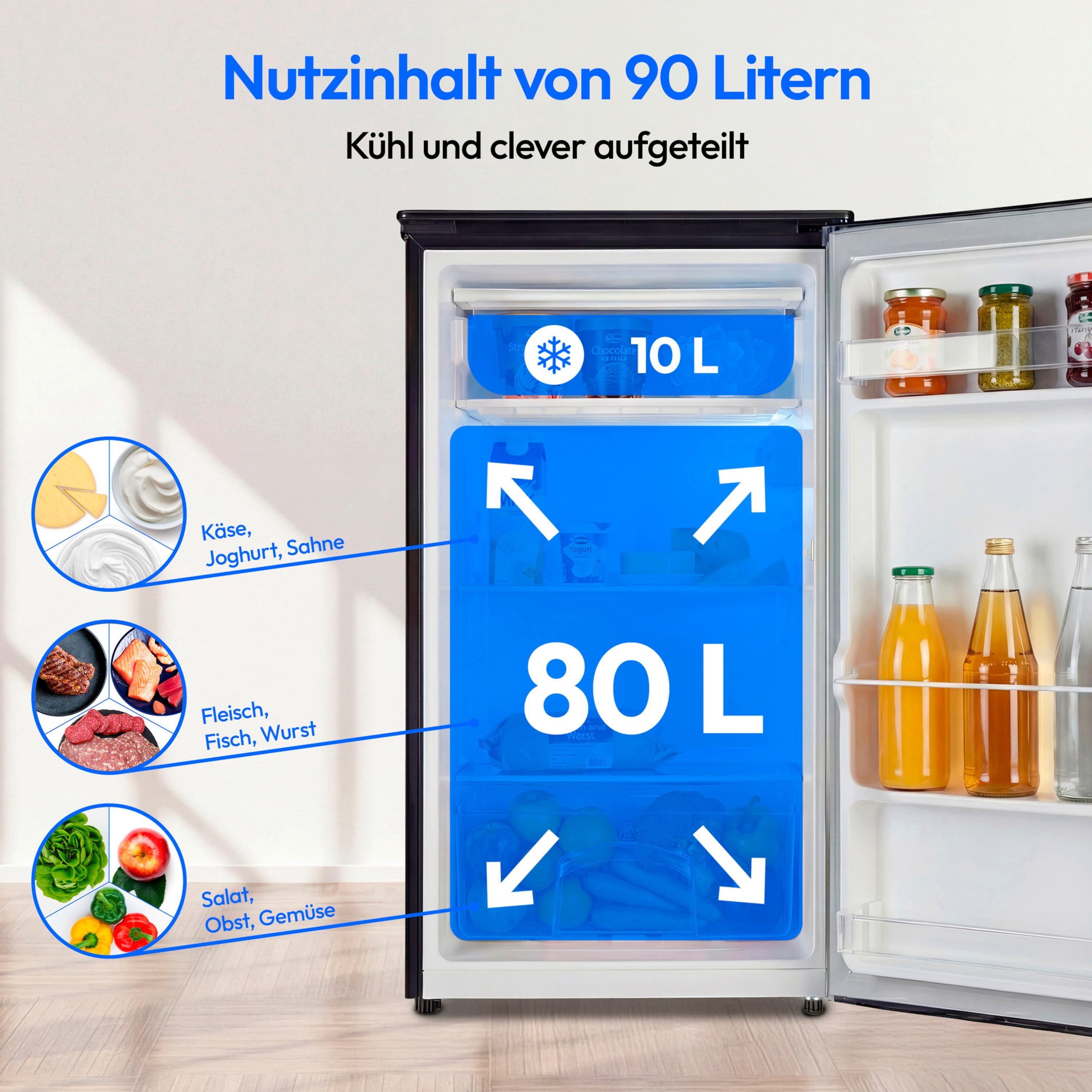 Medion® Kühlschrank MD37690, 85 cm hoch, 48 cm breit – Bild 4 von 5