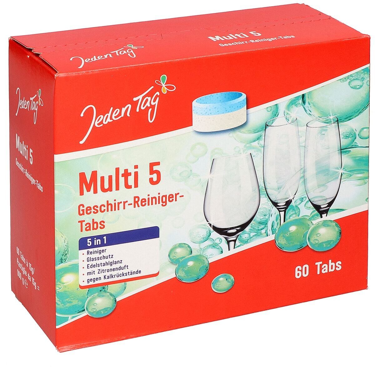 Jeden Tag Spülmaschinentabs Multi 5, 60 Tabs, im Karton