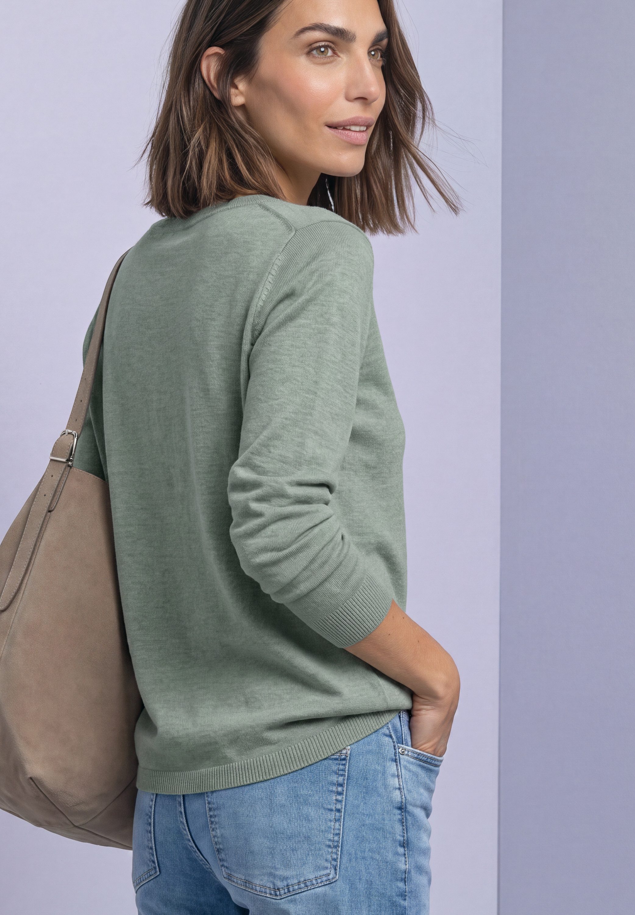 STREET ONE Strickpullover Feinstrick mit U-Boot-Ausschnitt / Viskose