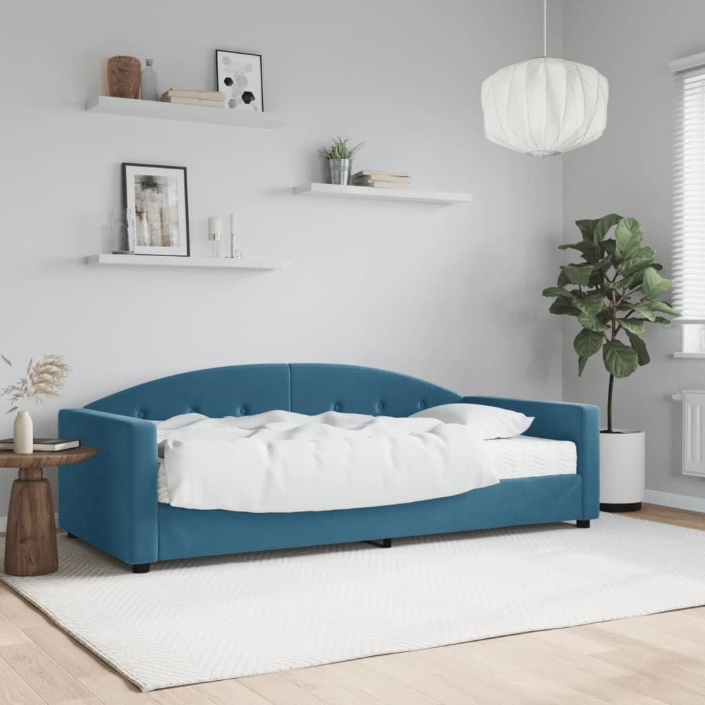 vidaXL Bett, Tagesbett mit Matratze Blau 90x200 cm Samt günstig online kaufen
