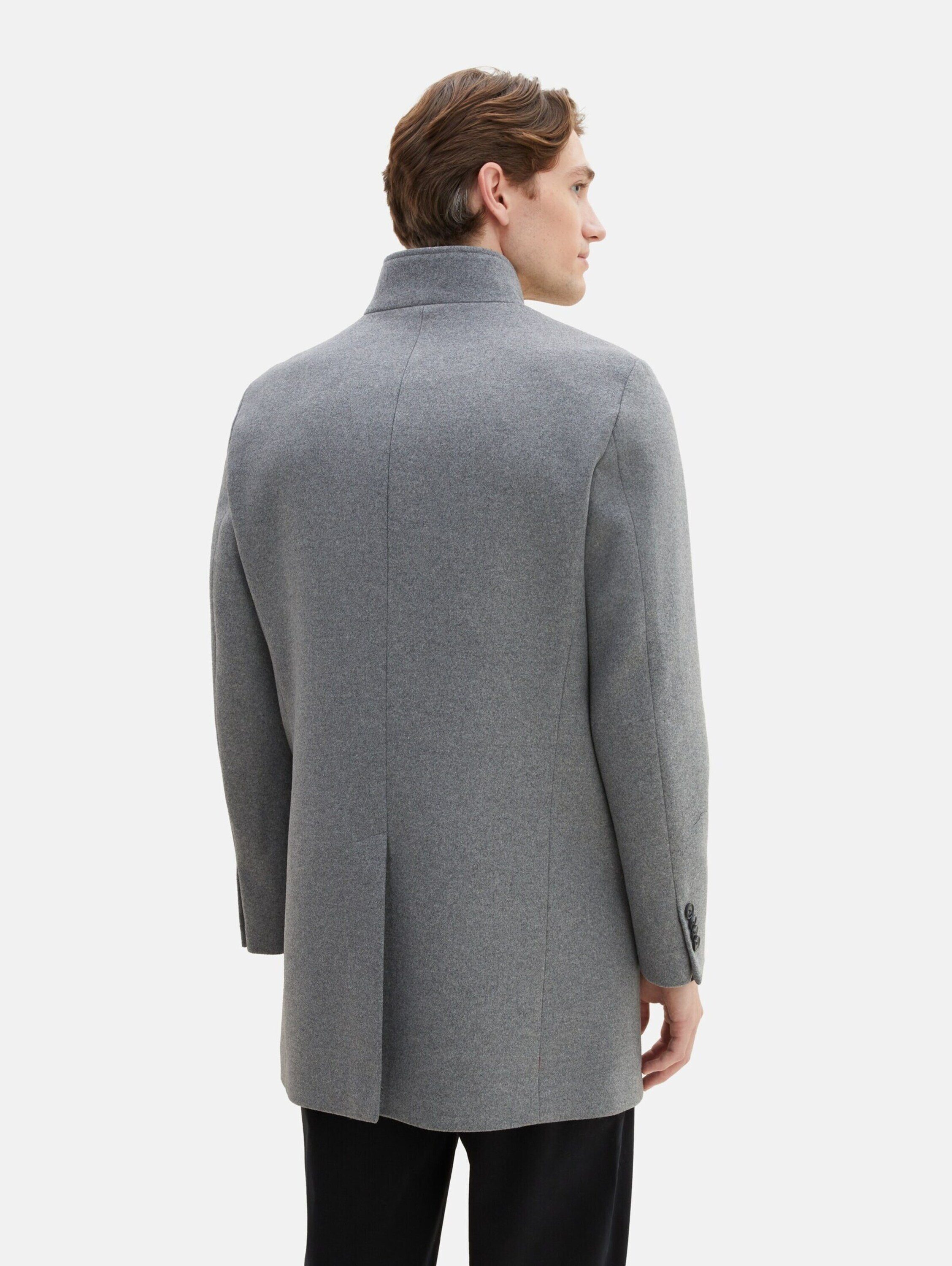 dark TAILOR wool grey TOM (1-tlg) melange Langmantel