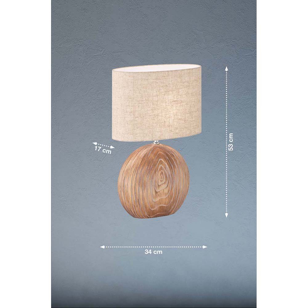 etc-shop Keramik Tischleuchte Holzoptik Beistellleuchte E14 Tischleuchte, Nachttischlampe