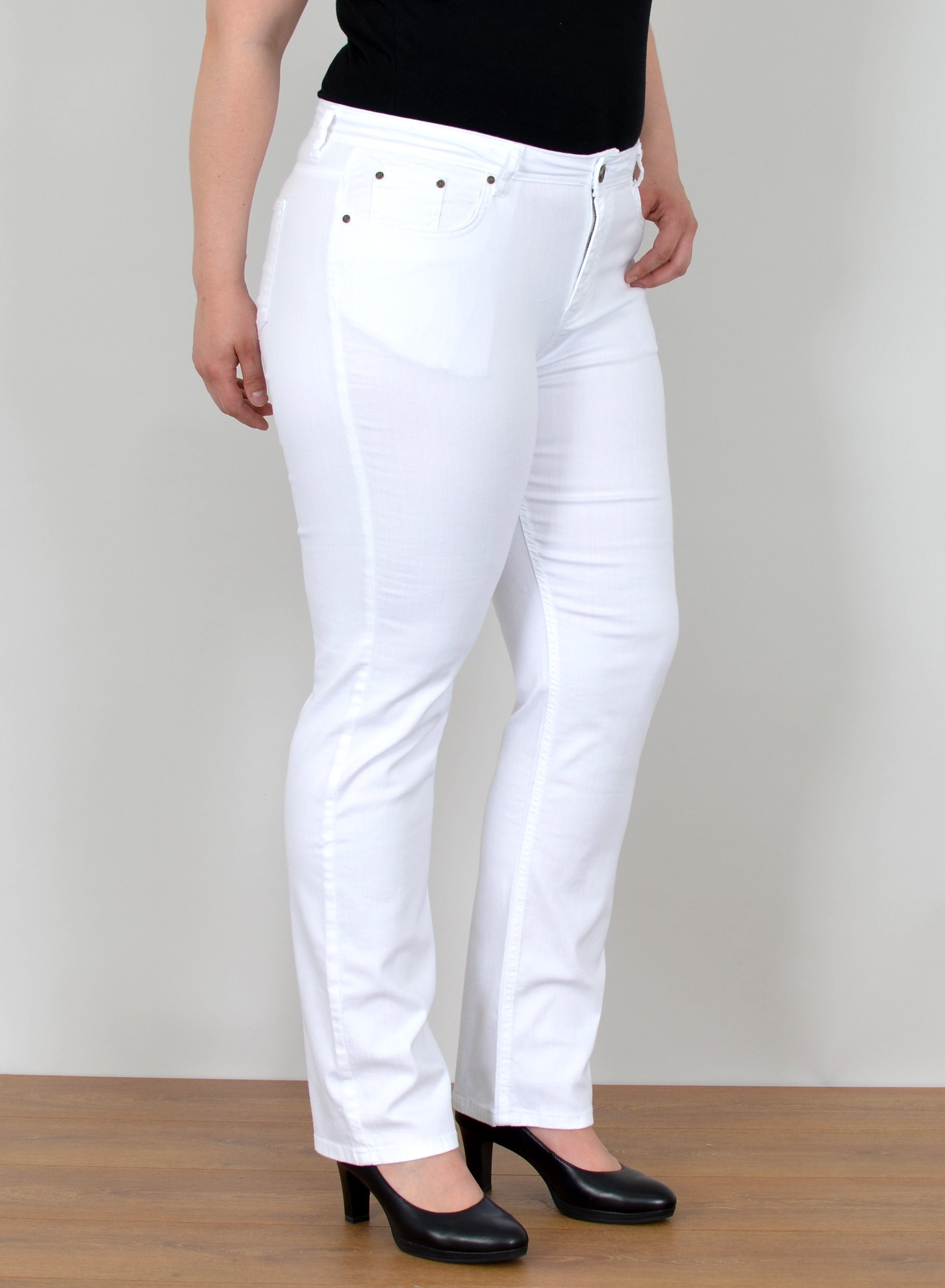 ESRA Straight-Jeans FG4 Straight Jeans Damen High Waist Jeans Stretch Übergröße Plus Size