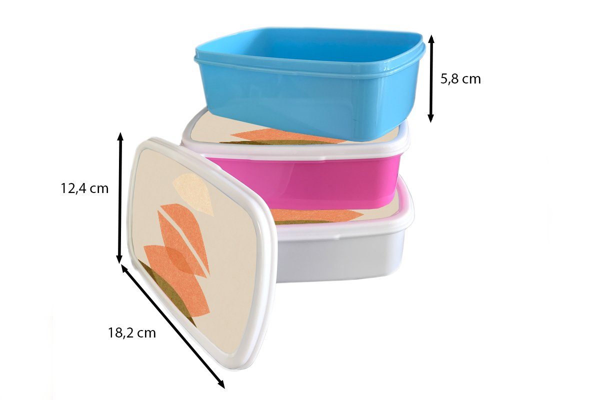 Kunststoff, MuchoWow Kinder, Abstrakt, Mädchen, Snackbox, Kunststoff Brotbox Pastell Brotdose Erwachsene, Farben - (2-tlg), rosa Formen Lunchbox - - für