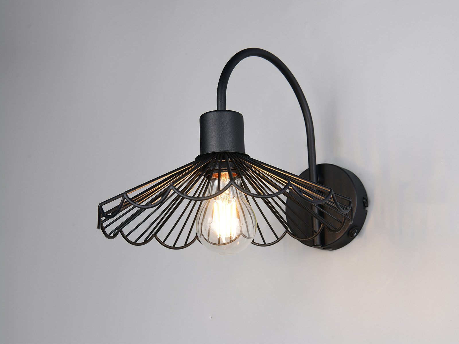 Reality Leuchten LED Wandleuchte mit Schalter, Höhe 21,5cm, Dimmfunktion, LED wechselbar, Warmweiß, ausgefallen-e innen Wand-Lampe mit Gitter Lampenschirm & Leuchtmittel