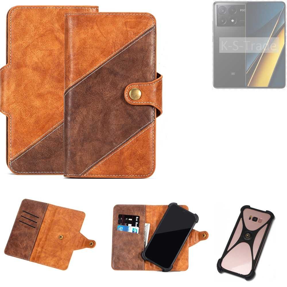 K-S-Trade Handyhülle für POCO X6 Pro 5g, Handyhülle Schutzhülle Bookstyle Case Wallet-Case Cover