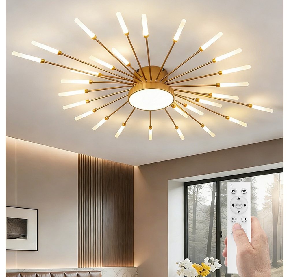 RRBEST Deckenleuchte Modern Deckenleuchte mit Fernsteuerung, LED Deckenleuchte Dimmbar, Wohnzimmerlampe, Schlafzimmerlampe. golden