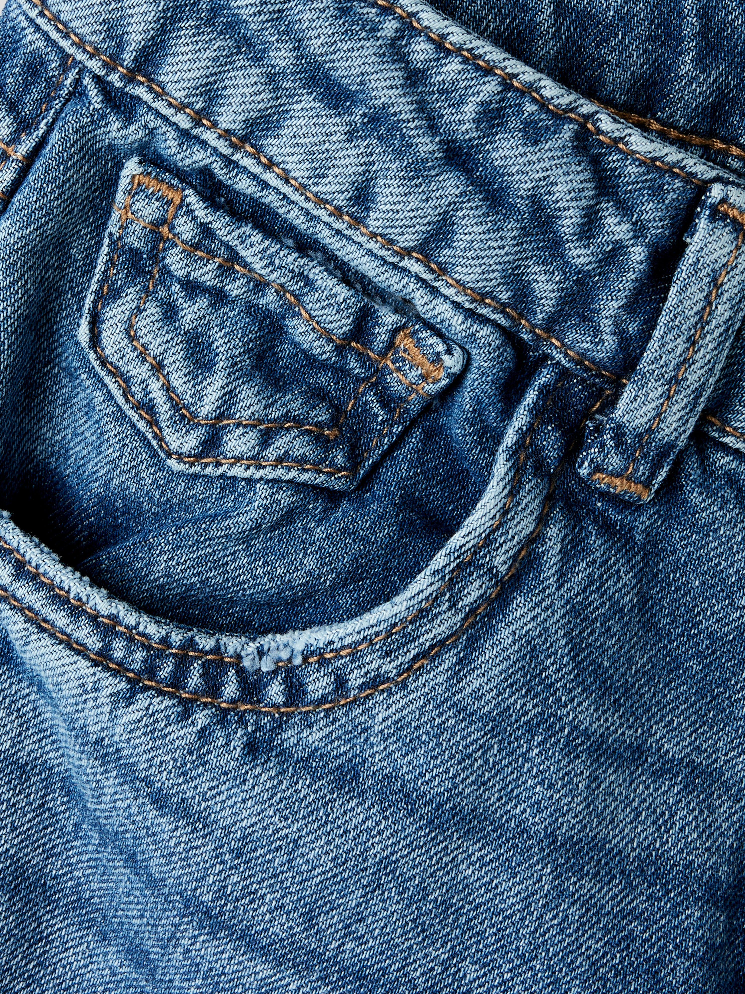 Name It 5-Pocket-Jeans NKFROSE für Mädchen mit Destroyed-Effekt und hohem Bund normal, Denim, Abriebeffekte, Reißverschluss