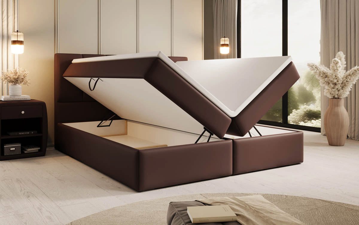 Luxusbetten24 Boxspringbett Aurelia Kunstleder, mit Stauraum günstig online kaufen