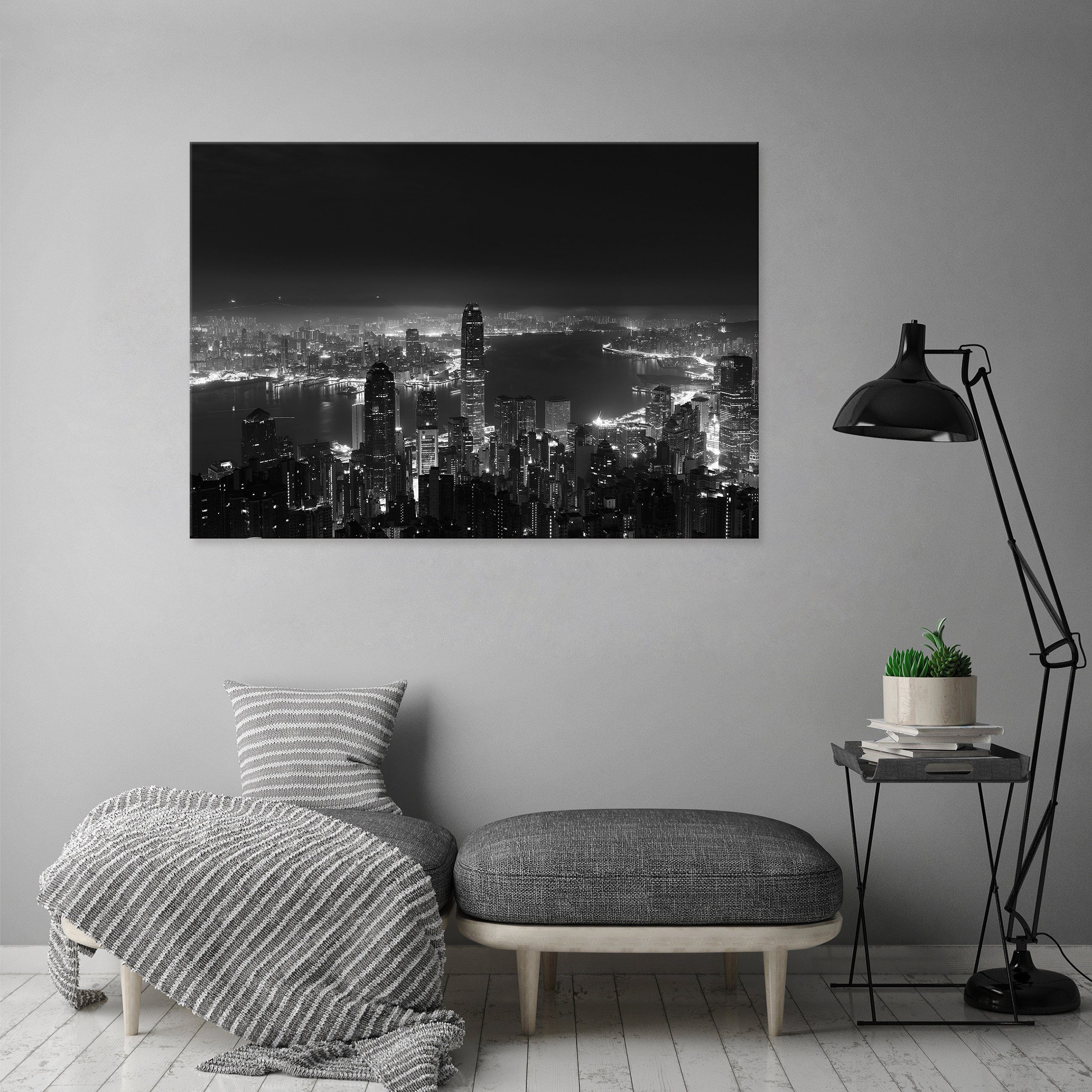 Wallarena Leinwandbild Stadt bei Nacht New York Kunst Wandbild XXL Leinwand günstig online kaufen