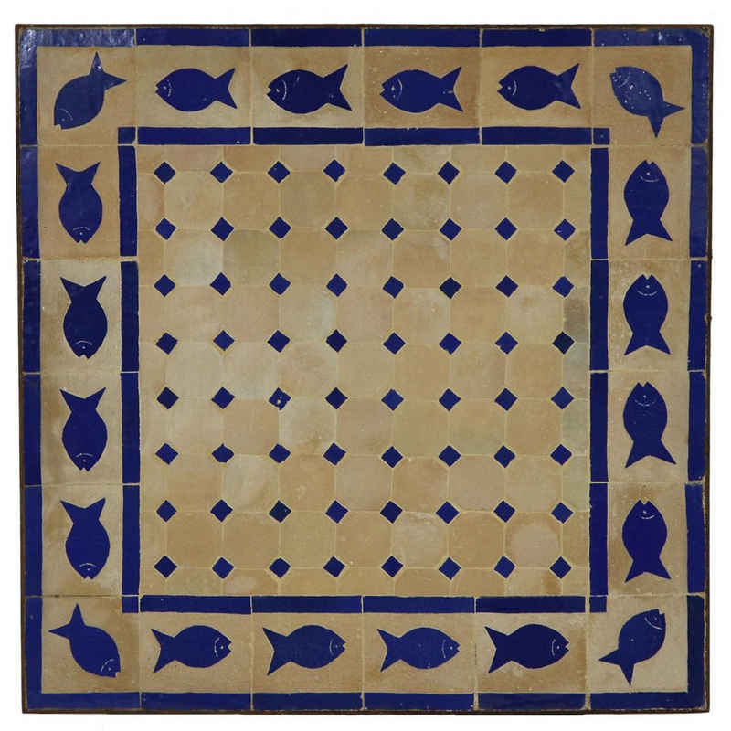 Casa Moro Couchtisch »Couch Mosaiktisch 60x60 cm Fisch Blau quadratisch mit Gestell Höhe 50cm, Mosaik Gartentisch Couchtisch Sofatisch Balkontisch, MT2069«, Handmade