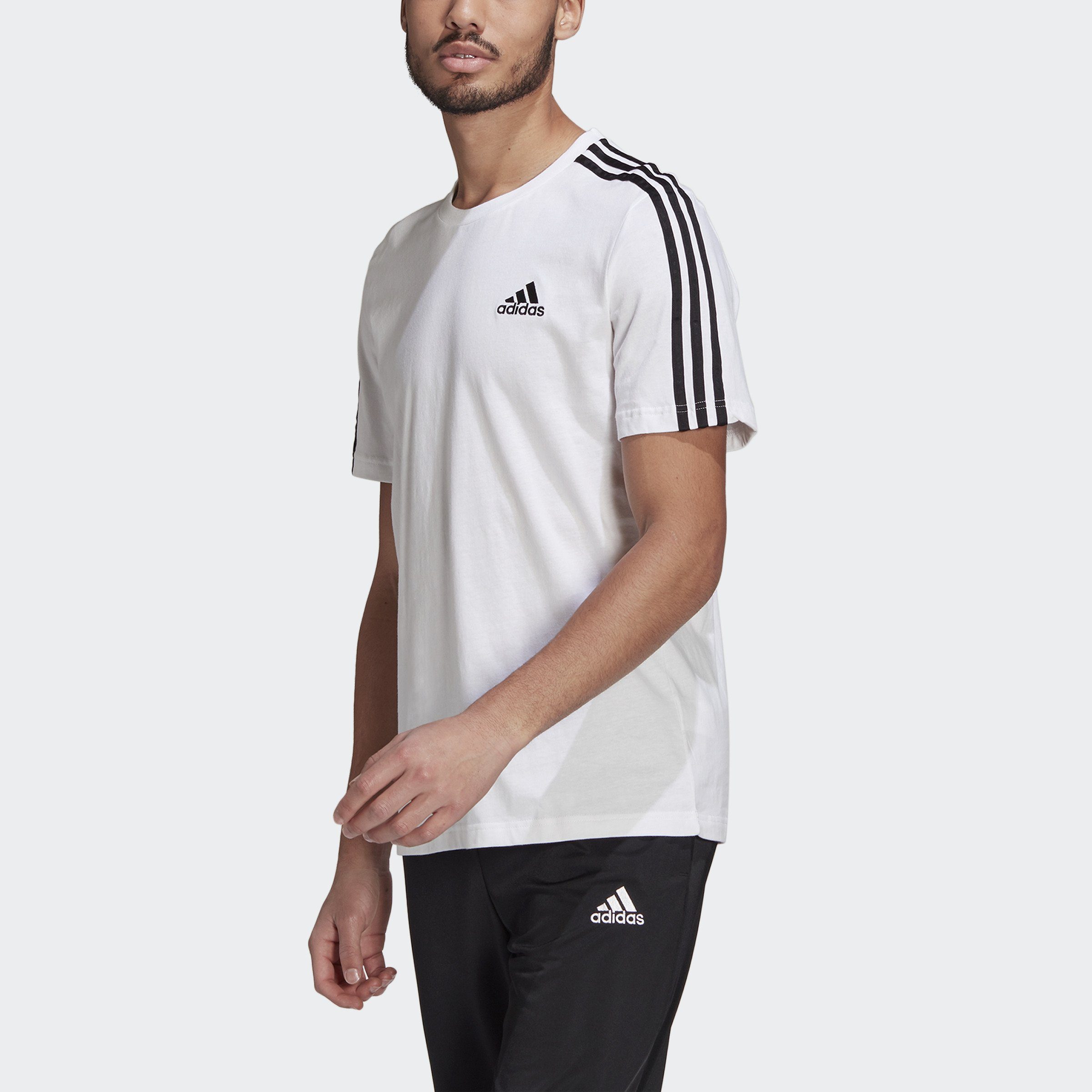 T,WHITE/BLACK Kurzarmshirt Sportswear M weiss-schwarz-pink SJ adidas 3S