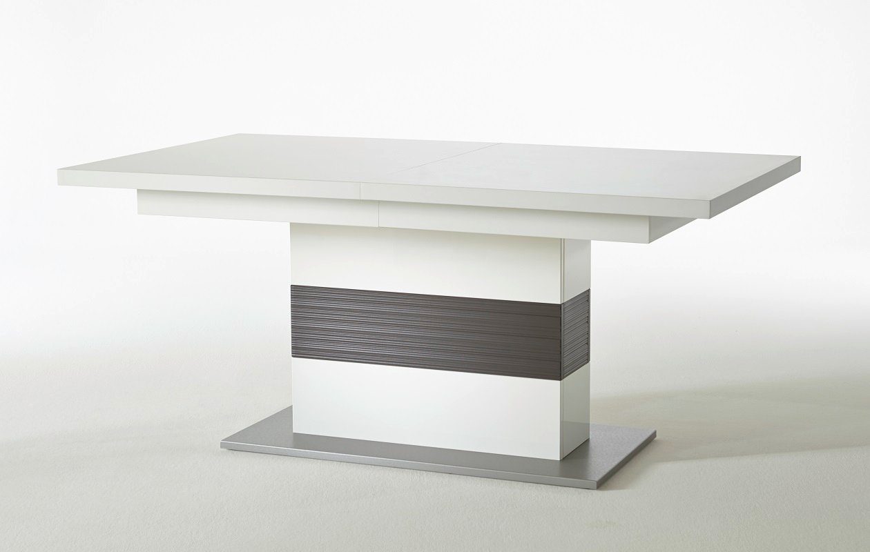 MCA furniture Esstisch Esstisch Säulentisch Trento, ausziehbar, weiß Hochglanz / grau, (No-Set)