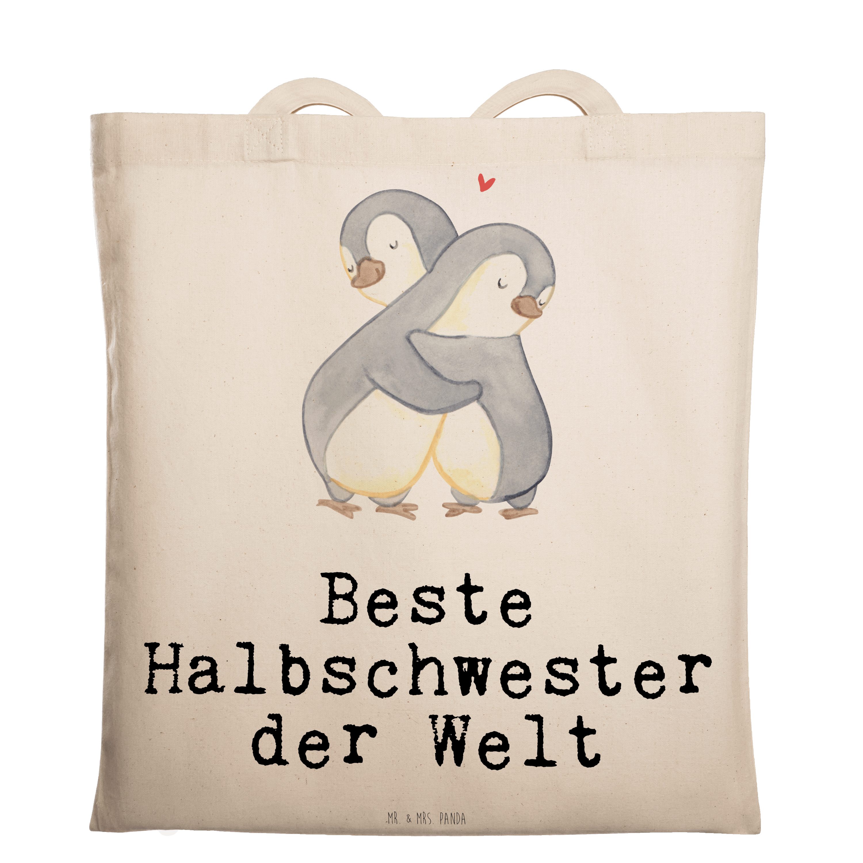 Mr. Halbschwester Geschenk, - Transparent Pinguin Stoffb Tragetasche Welt Mrs. der & Panda - Beste (1-tlg)