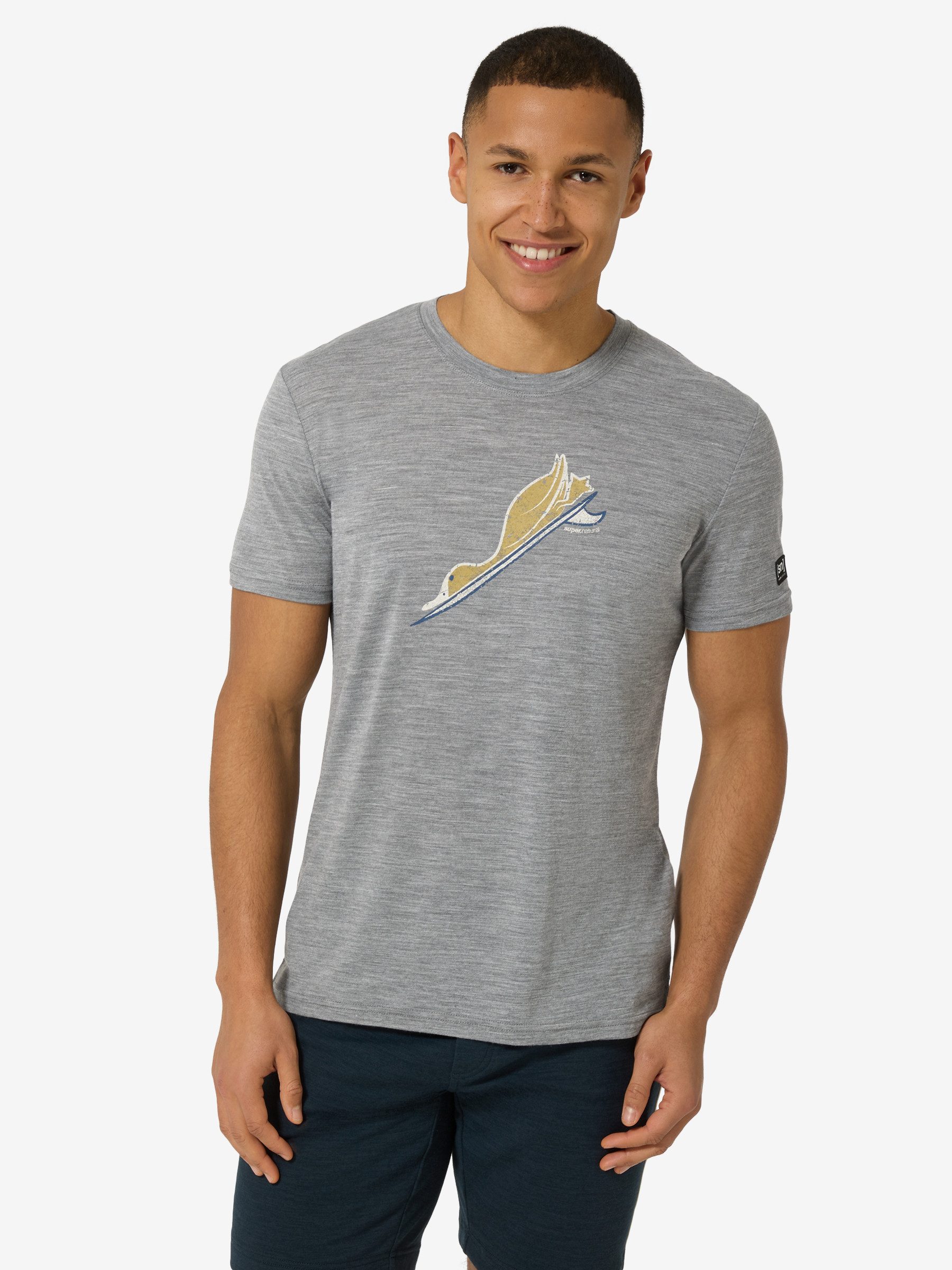 SUPER.NATURAL T-Shirt für Herren,Merino M DUCK DIVE TEE mit Tier-Motiv, atmungsaktiv