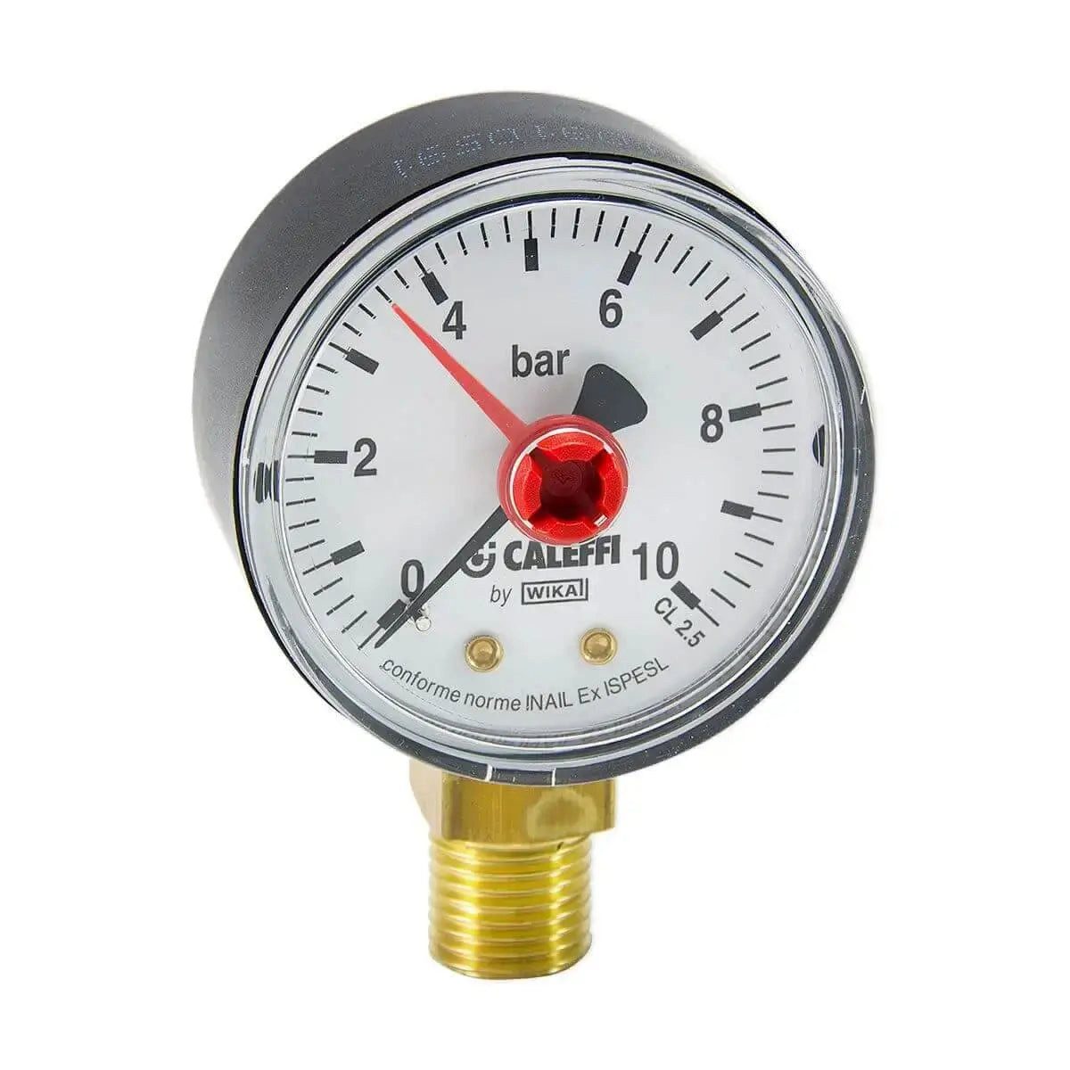 Absperrventil Caleffi Manometer 1/4" AG radial 0–10 bar Ø 50 mm schwarz