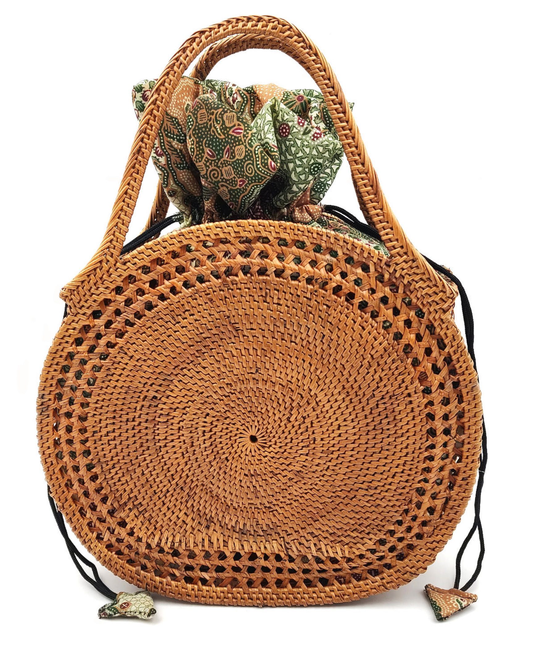 Der Trachtler Basttasche Korbtasche Bali Bag mit Stoffeinsatz, handgefertigt in Bali – Bild 4 von 5