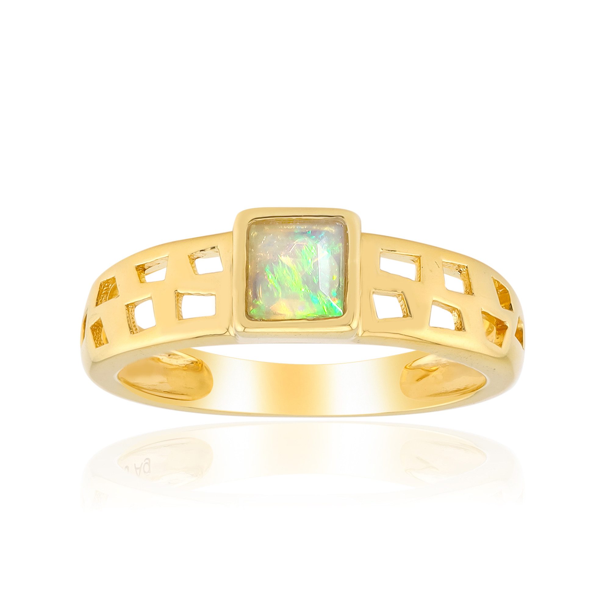 Cavill Solitärring Cavill Ring 0,22 ct Welo-Opal, 925 Silber vergoldet, modern elegant (1-tlg)