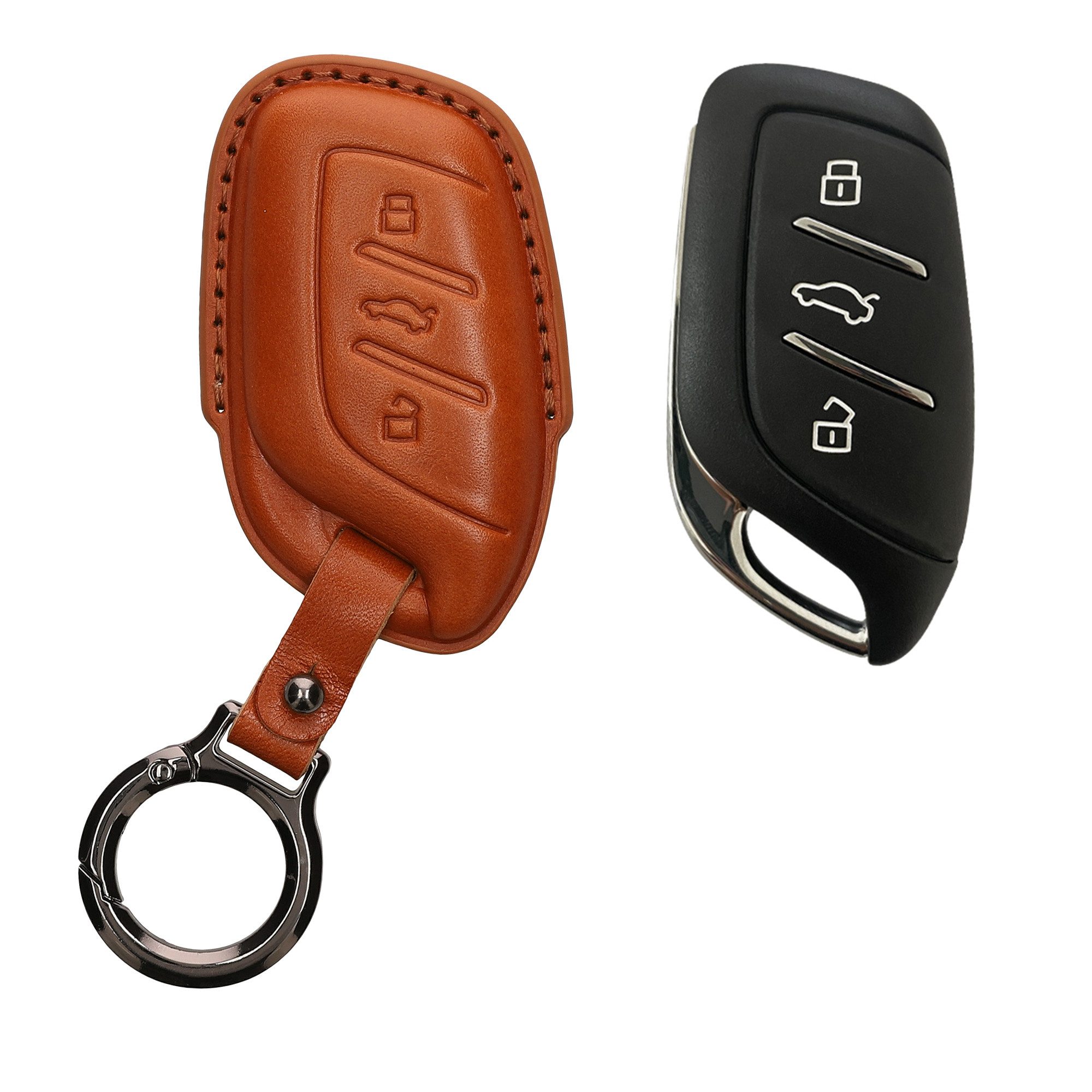 kwmobile Schlüsseltasche Hülle für MG 3-Tasten ZS MG4 MG5 MG6 (1-tlg), Premium Leder Autoschlüssel Schlüssel Tasche
