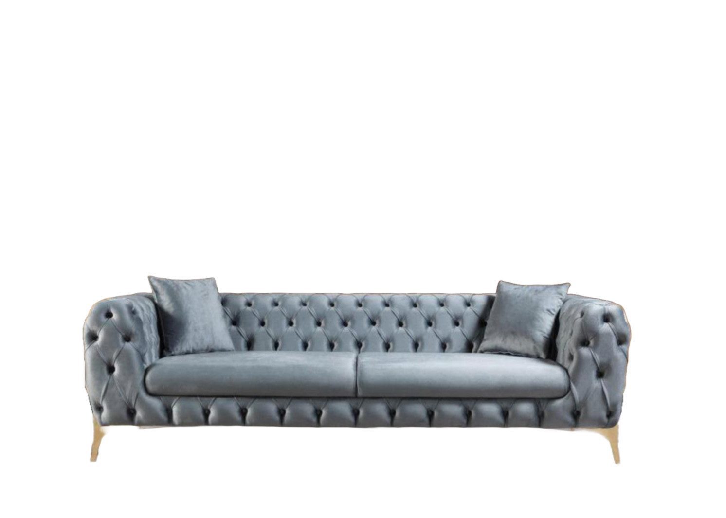 Sofa Luxuriöses Chesterfield-Sofa in Grau aus Samt, neu