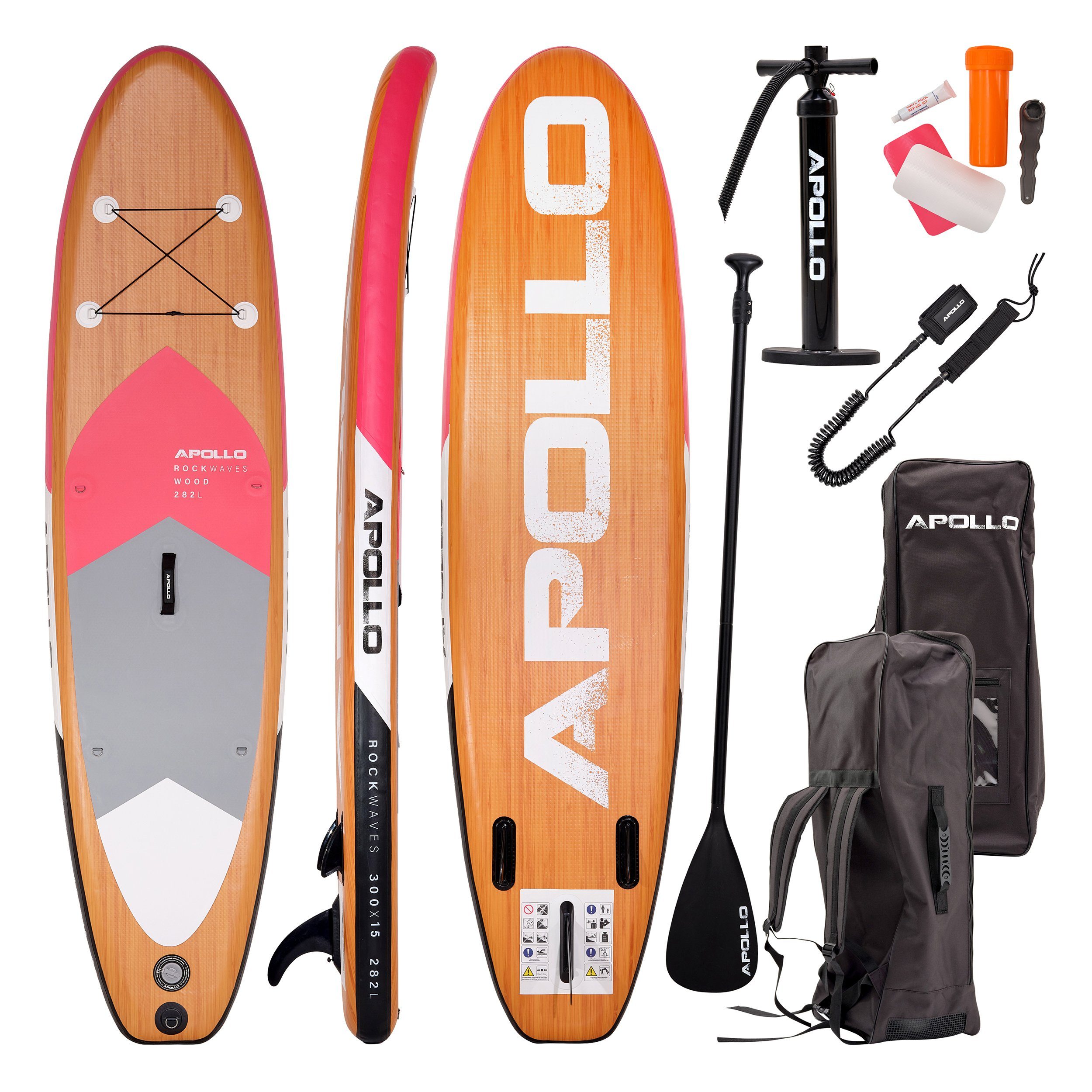 Apollo Inflatable SUP-Board Aufblasbares Stand Up Paddle Board SUP - Wood, aufblasbar