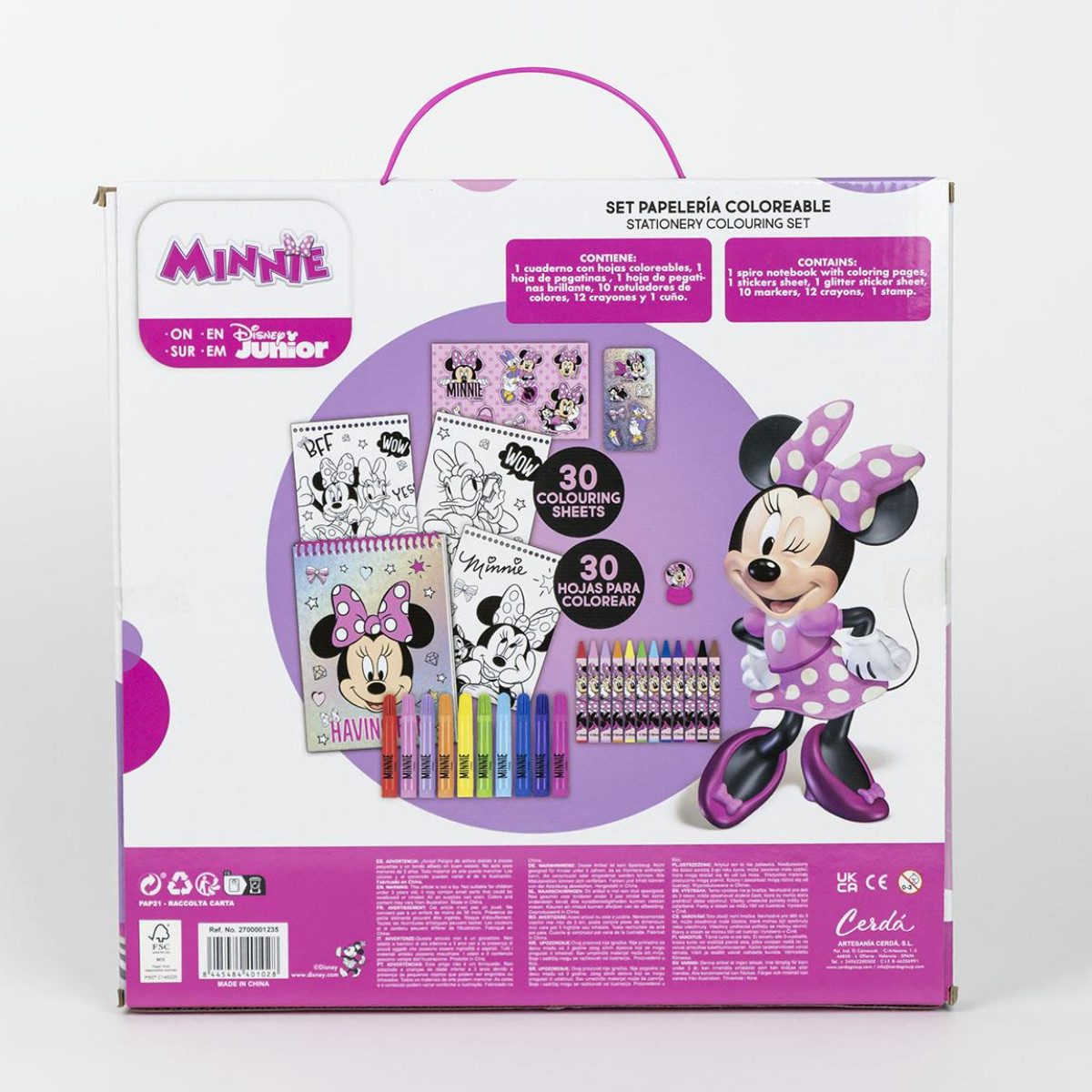 Cerda Kreativset Disney Minnie Kreatives Schreib- und Malset mit Minnie-Motiv, (Mal- und Schreibset für Kinder, Kompaktes Kreativset für Kinder im Minnie Mouse Design)