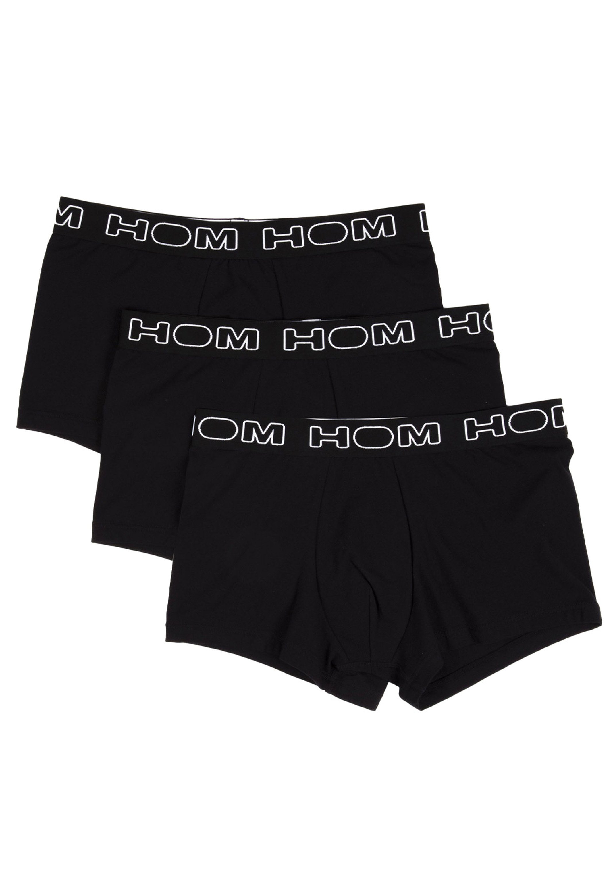 Hom Retro Boxer 3er Pack Boxerllines (Spar-Set, 3-St) Boxer Pant - Baumwolle - Ohne Eingriff - Im klassischem Design Schwarz