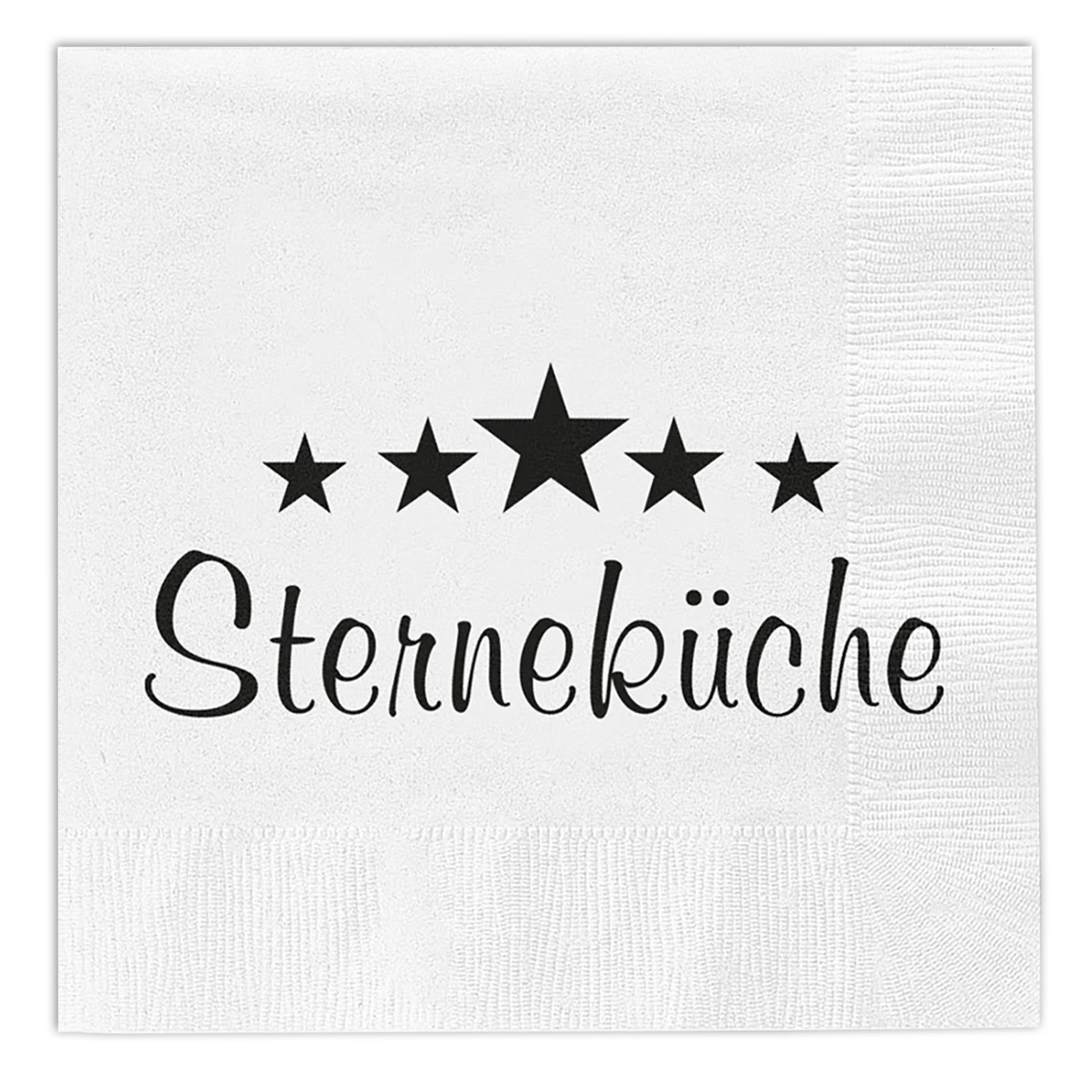 Spetebo Papierserviette Einwegservietten, (mit 2 verschiedenen Motiven, 80 St., 40 Stück pro Motiv), "Sterneküche" & "Hier wird mit Liebe gekocht"