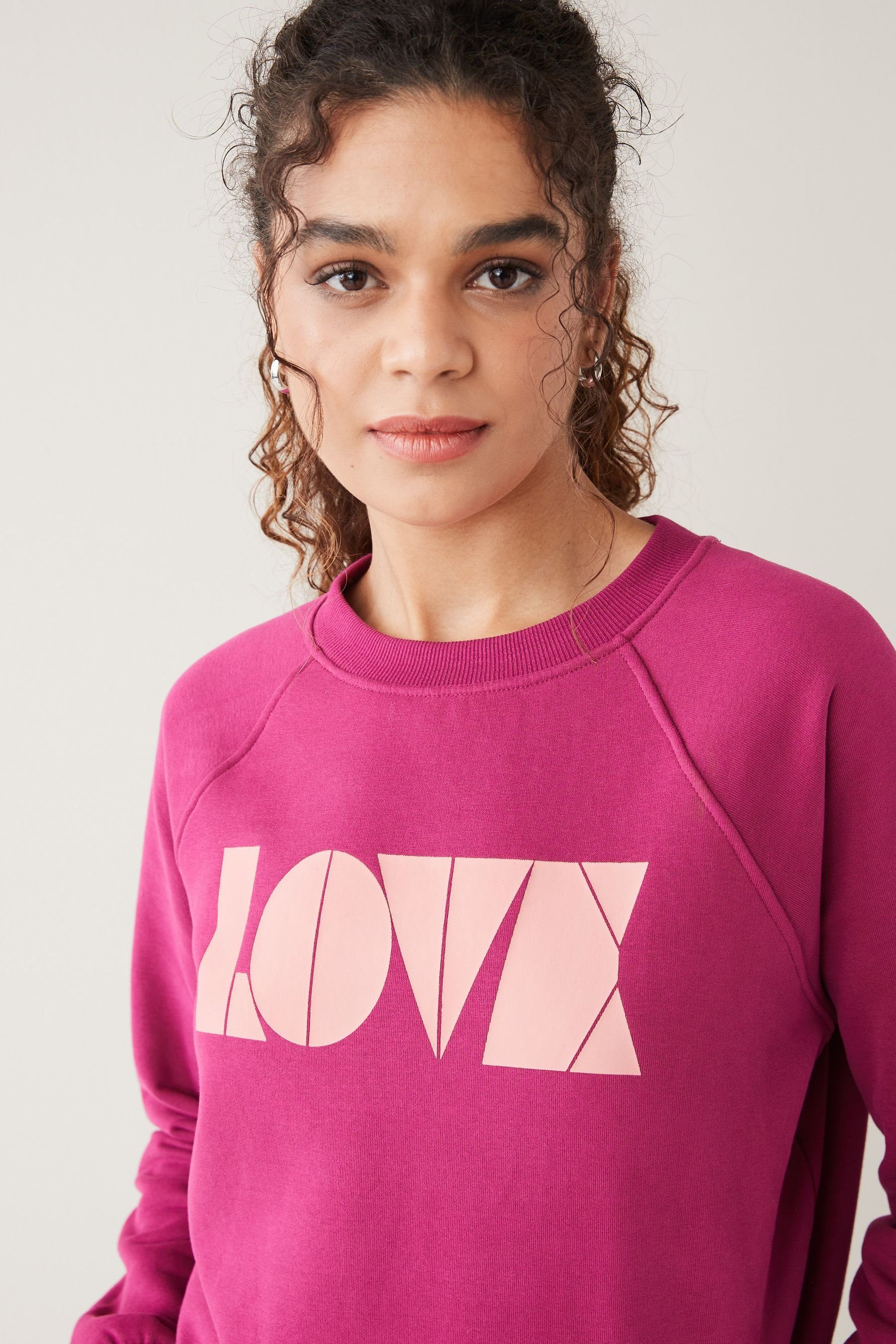 (1-tlg) Pink Love Grafik-Sweatshirt Next Sweatshirt Bright