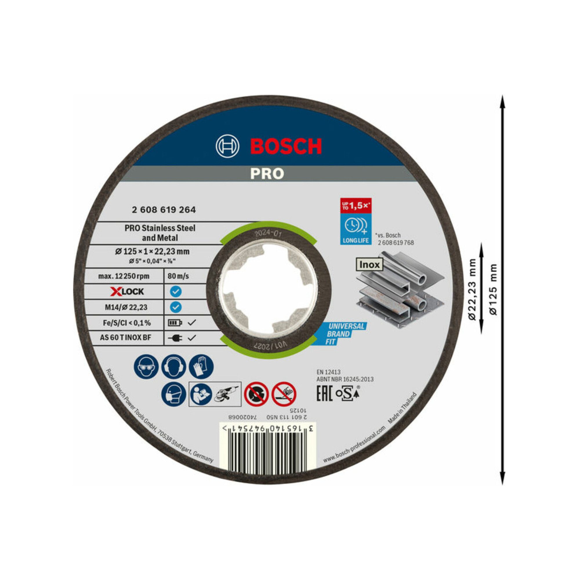 Bosch Professional Trennscheibe Bosch Power Tools X-LOCK Trennscheibe 125x1mm Rapido INOX 2608619264 2